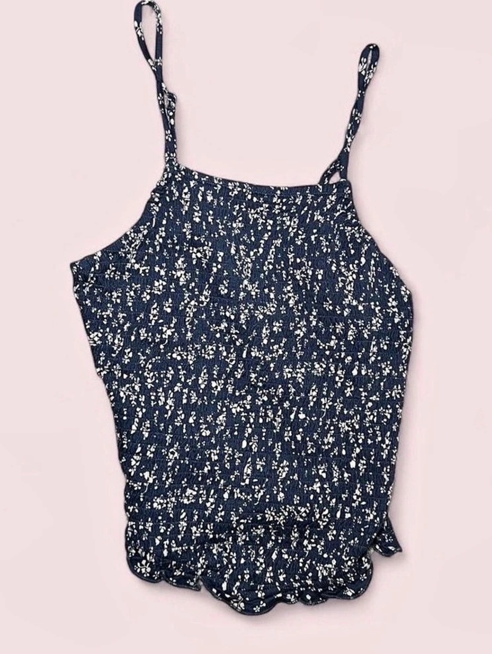 Art Class Kid’s Large Halter Tank Top Blue & White Floral